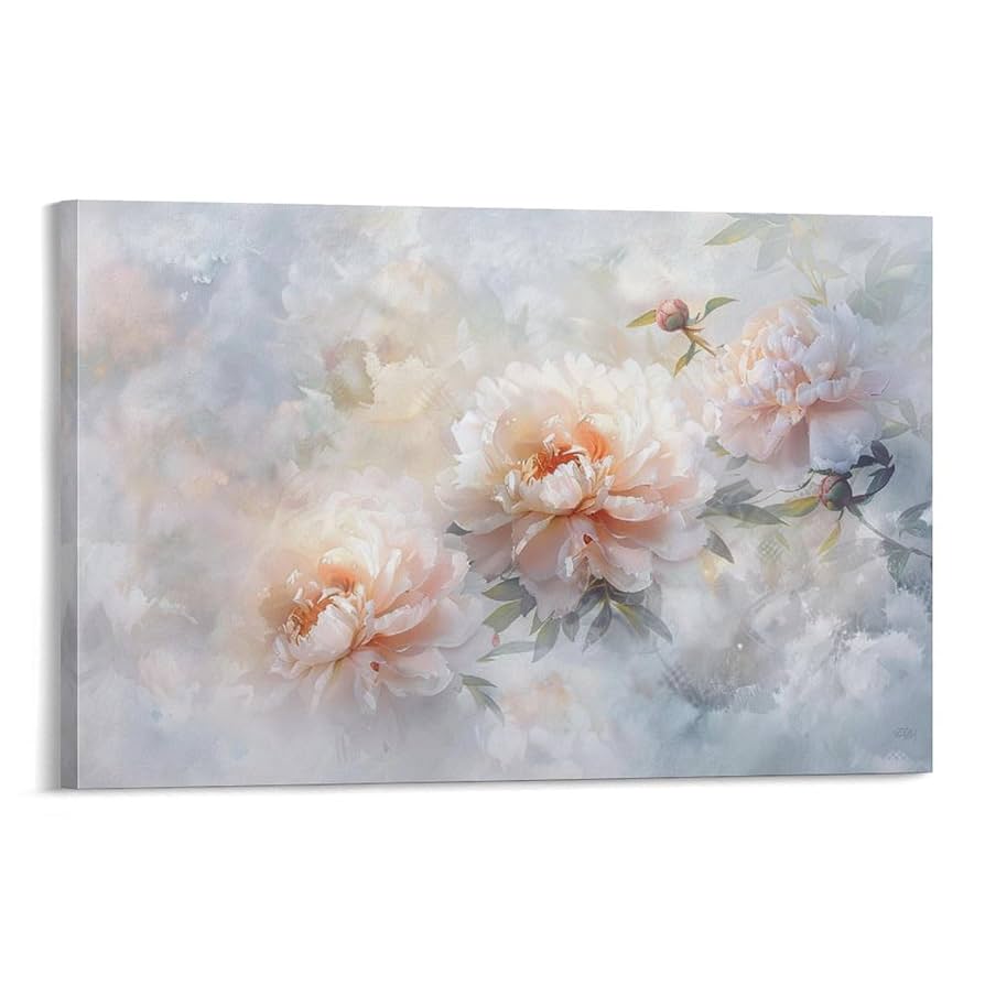 Amazon.co.jp: 絵画 柔らかな牡丹の花の絵 アートパネル